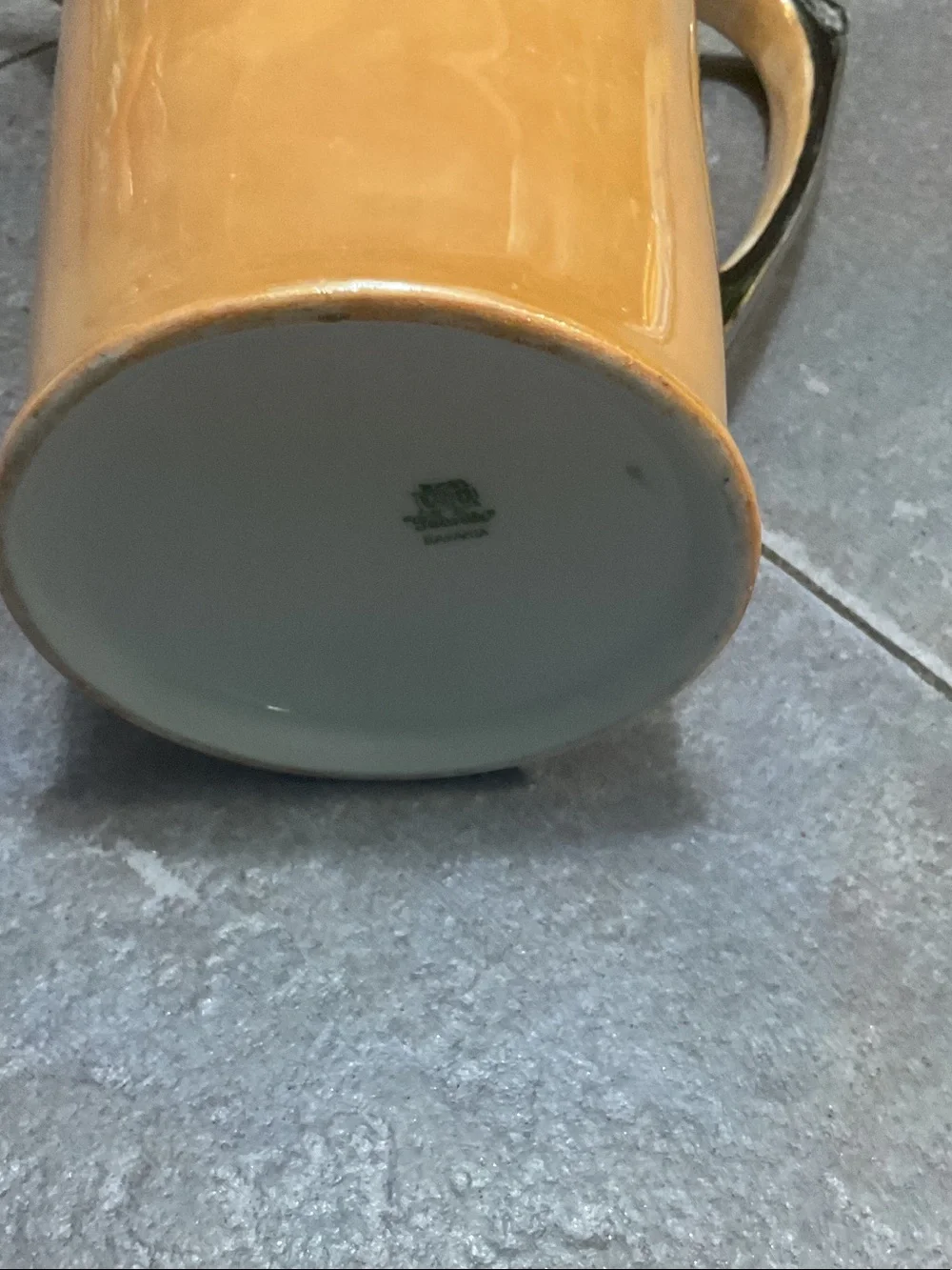 Yellow Ceramic Coffee/Tea Pot with Metallic Trim